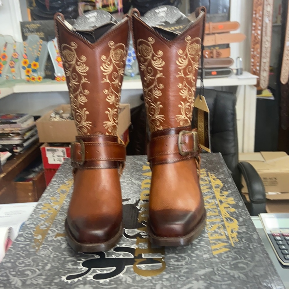 Western square toed boots